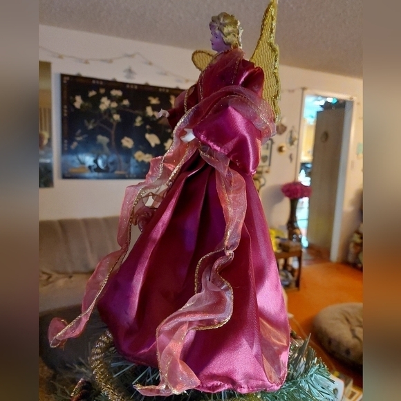 NWOT. Vintage* Angel Tree Topper, Burgandy Gown 90s - Picture 5 of 5